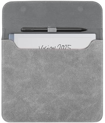 Sleeve Bag Suede Leather for 10.3 Remarkable 2 Paper Tablet (2020 release), Portable Water Repellent Protective Case with Pen Loop and Magnetic Closure (Gray)