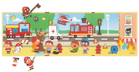 Janod - Magnéti'Stories Feuerwehr - Magnetisches Lernspiel 30 Magnete - Kinderspielzeug aus FSC-Pappe - Fördert Vorstellungskraft und Handgeschicklichkeit - Ab 3 Jahre, J05453