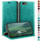 HUOUH for iPhone SE 2022/7/8/SE 2020 4,7 Wallet case with RFID Blocking PU Leather,Credit Card Holder,Flip Folio Book Phone cases Shockproof Cover Women Men for Apple 7 Blue Green