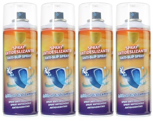Spray Antideslizante Transparente Multisuperficie - Ideal para Ducha, Bañera, Escaleras y Más, Acabado Texturizado para Seguridad Extra, 400ml, 4 unidades