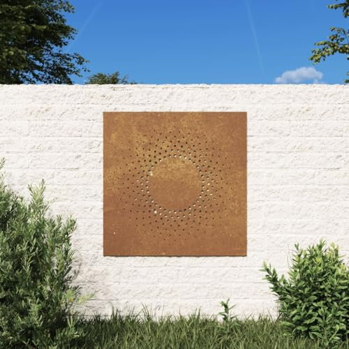 ARKEM Garten-Wanddeko 55x55 cm Wand Deko Wanddeko Aussen Wall Decoration Wanddeko Wandschmuck Cortenstahl Sonne-Design - 824491