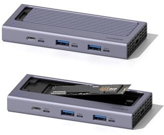 Hagibis Hub USB C avec boîtier SSD M.2, Couvercle magnétique, Facile à démonter avec USB 3.1 10 Gbit/s, USB C pour MacBook Pro, iPhone15 Pro Max, Mac Mini, Ordinateur Portable, PC (HB777)