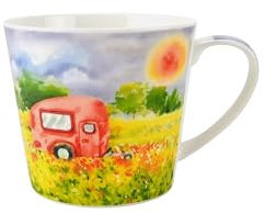 Jamseon & Tailor Brillantporzellan Teekanne 1,2 l mit ergonomischer Daumenablage (Tasse Camper)