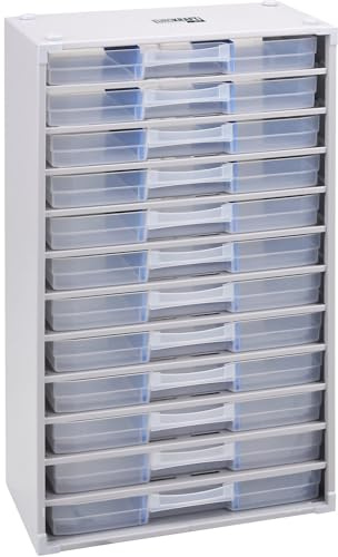 eurokraft pro | Metall-Kleinteilemagazin | HxBxT 565 x 300 x 140 mm, 12 Schubladen, 24 Trennstege