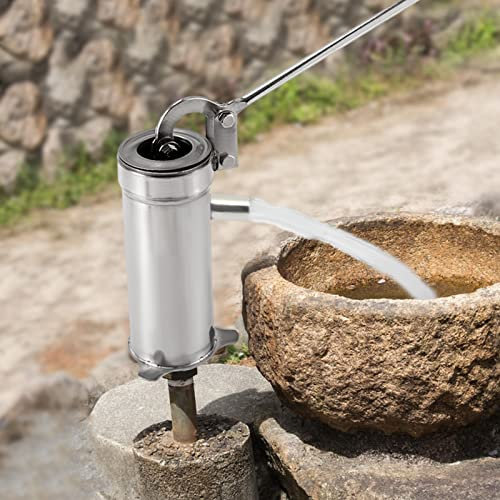 Wasserpumpe Edelstahl Schwengelpumpe Handwasserpumpe Gartenpumpe Haushalt Grundwasserpumpe für Gartenhof, Freien, dekorative - bis zu 8 m Tiefe