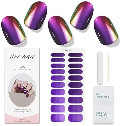 JMEOWIO Nagelfolie Glitzer Dunkellila Gel Nail Nagelfolien Selbstklebend Nagelsticker Uv Härtend Dekoration Nageldesign Zubehör