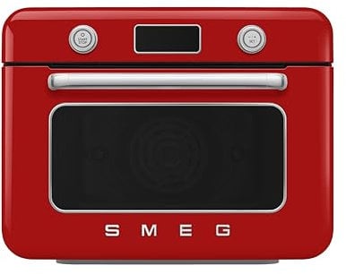 Smeg, Forno Combinato a Vapore da Appoggio COF01RDEU, 10 Funzioni di Cottura, 33 Ricette Automatiche, Serbataio Estraibile, Cottura a Vapore, Funzione Decalcificazione, Potenza 1800W, Rosso