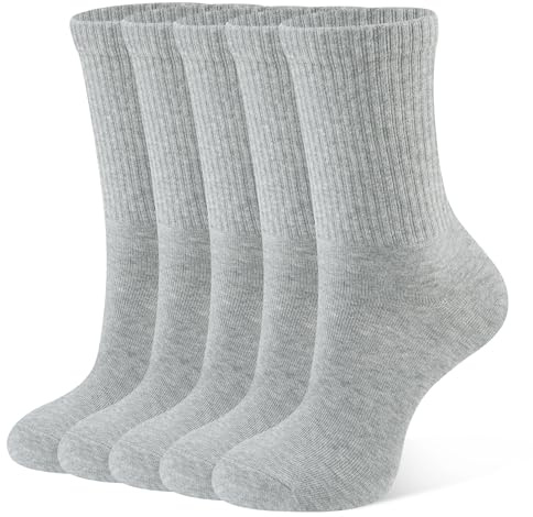 CLOSEMATE 5 Paar Damen Tennissocken mit atmungsaktiver Baumwolle Gr. 35–42 | Elastischer Rippbund, Damen-Wadenstrümpfe ideal für Laufen, Training und alle sportlichen Aktivitäten, Größe 35-38/39-42