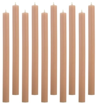 10er Pack Stabkerzen H:30 cm Ø:2,1 cm - 12 Stunden Brenndauer - Tafelkerzen Dinnerkerzen Kerzen, Farbe:Geeiste Aprikose