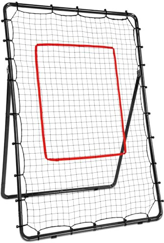 AKOZLIN Red de rebote ajustable de 5 ángulos para béisbol, sóftbol, voleibol, lacrosse, color negro