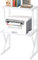 3 Tier Desktop Printer Stand, Printer Table, Home Office Tabletop Storage Organizer Shelf, Multi-Purpose Desktop Storage and Organize, Wood PrinterStand for Scanner Fax Machine Microwave Oven (White)
