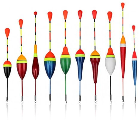 OUDQFCJ 10 Stück Schwimmer Angeln, Forellen Posen, Fischen Posen, Posen Angeln, Schwimmer Set Angeln, Posen Angeln Set, Angel-Posen, Angelposen, Für Unterschiedlich Große Fischarten (10Größe)