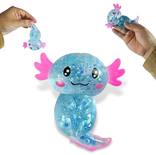 Mrltau Axolotl Sugar Squeeze Toy, Squishy Axolotl Spielzeug, 10 × 8 cm, Axolotl Antistressball Kinder Erwachsene (Blau)