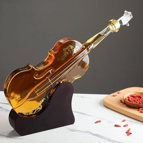 KJxdpaWE 1000ml Personalized Whiskey Decanter Set, Creative Guitar/Violin Decanter with Stopper, Whiskey Dispenser, Set,B