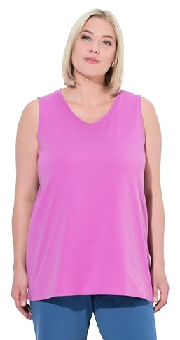 Ulla Popken Damen große Größen Übergrößen Plus Size Top, A-Linie, V-Ausschnitt, ärmellos kühles pink 54+ 807291807-54+