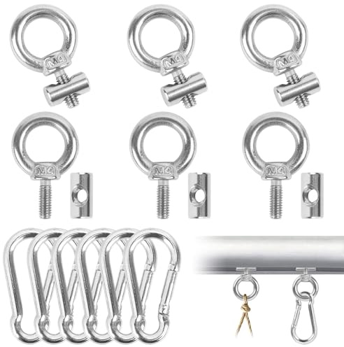 Forbabe 6 Set Kederleiste Haken, 6 mm Edelstahl Stopper für Kederschiene mit Karabiner, Kederstopper Kederhaken Kederschiene Zubehör für Caravan/Campervan/Wohnmobil
