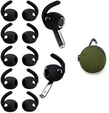 umvowuxa 5 Pairs Ear Hooks+Storage Bag for Samsung Galaxy Buds3,Sport Earbuds Covers Silicone Anti-Slip Wingtip Galaxy Buds 3 Ear Tips Accessories,Galaxy Buds 3 Case(black)