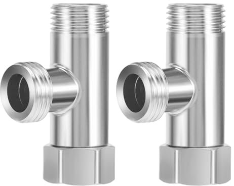 2 Stück Eckventil 1/2, 3-Wege Verbindungsventil, Wasseranschluss Verteiler, Umstellventil Ventil T-Fitting Überwurfmutter, für Haus Bad Toilette