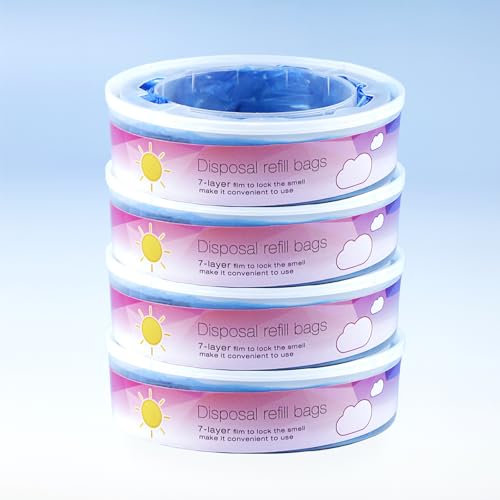 4 Pack Nappy Bin Refill Cassettes Compatible with AngelCare & Litter Locker II diaper disposal systems