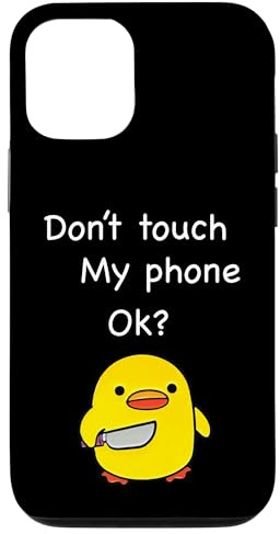 Grappige Schattige Eend Met Mes Meme Don't Touch My Phone Hülle für iPhone 12/12 Pro