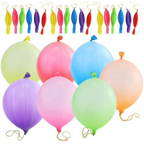 35 Stück Punch Luftballons mit Elastischen Band und 2 Knotern,Bunte Stanzballons, Robuste Perforierte Luftballons Groß,Latex Ballons,Hohe Elastizität Stanzballons für Hochzeit