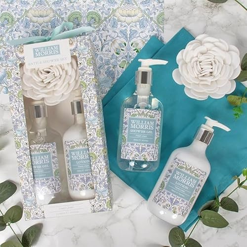The Leonardo Collection William Morris Lodden Bath & Shower Set Set for Women & Men| Cruelty-Free Shower Gels & Bubble Bath | Travel Friendly Skincare Kit | Moisturising & Nourishing Body Wash Pack.