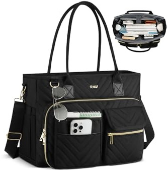 Teacher Tote Bag for Women,Work Bag with 15.6 inch Laptop Compartment,Nurse Bag with Shoulder Strap,Large Computer Handbag Purse for Business,Daily,Travel,College Gift