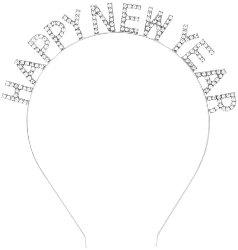 YUSHWENPTY Happy New Year Haarreif Silvester Haarreifen Damen Weihnachten Neujahr Haareifen Weihnachtshaarreifen Party Haarband für Mädchen Frauen Weihnachtsfeier Silvesterfeier Datum Headband