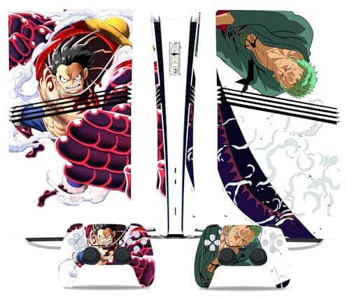 MaD Vision® Extra-haltbares Skin-Kit für PlayStation (PS5) Pro Disc und Pro Digital | Mattes Vinyl-Aufkleber-Set für Konsole + 2 Controller – für Anime|Onepiece Design