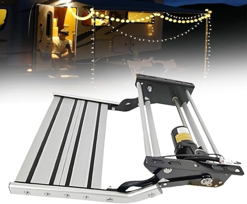 FJYAWEN Wohnmobil-Trittstufe Mit 12v LED-Beleuchtung, Für Wohnwagen, Maximale Belastung 200kg, Camping-Trittstufe, Für Wohnmobile, LKW, Wohnwagen Manual-Singlelayer