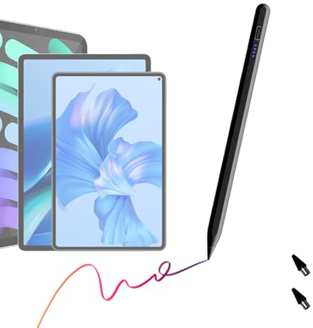Stylet Tablette 3 en 1, Bwaliffury Stylet pour Tous Les écrans Tactiles -pour Android/Samsung/Lenovo/iPhone, avec 2 Astuces, Haute Précision et Sensibilité,Charge Rapide, Adsorption Magnétique (Noir)