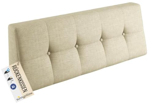 sunnypillow Palettenkissen Outdoor, UV-lichtecht, wasserdicht - Rückenkissen 120x40x20/10cm - Palettenauflage für Palettensofa für Garten - Palettenpolster für Palettenmöbel - Kissen Cremefarben