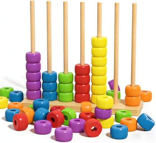 Dujuanus Color Matching Stacking Puzzle Game, Wooden Color Match Challenge Game - Competitive Tabletop Brain Games for Family Fun and Strategy Lovers (1Pcs)