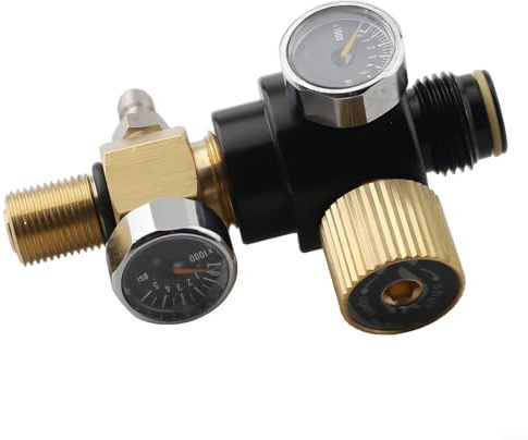 Edelstahl Druckregler Für HPA Luftflasche Mit Manometer Einstellbar 0-2800 PSI Ventiladapter Kompatibel Mit 5/8-18UNF Und M18x1.5 Gewinde Für Druckluftbehälter(5/8 with regulator)