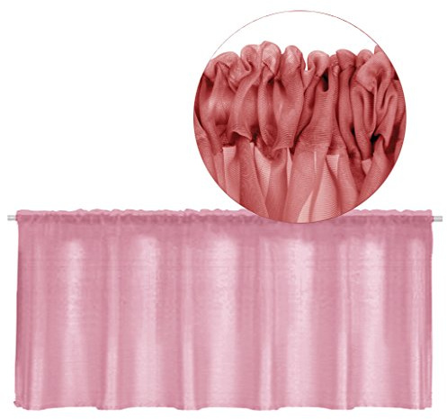 Bestgoodies Stangendurchzug-Bistrogardine in B160cm x L60 cm, transparente Uni Scheibengardine Voile in vielen erhältlich (Bordeaux - Beere)