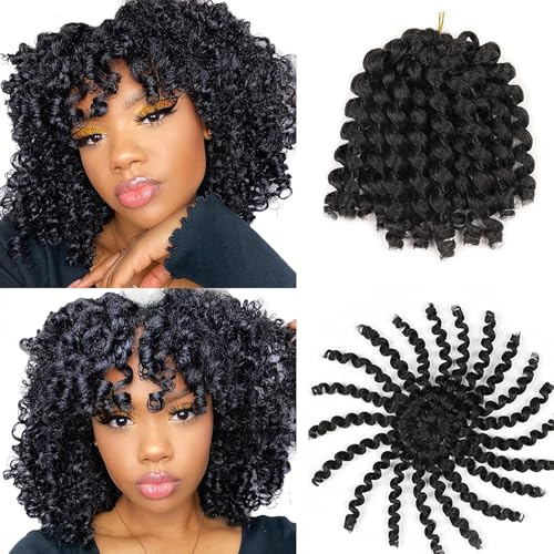 Xtrend 8 Zoll 3 Packs Jumpy Wand Curl Braids Haar 20 Stränge/Packung Synthetic Ombre Jamaican Bounce Crochet Braids Haarverlängerung 1B, 3 Packs/Lot Jamaican Bounce Crochet Braids Haarverlängerung