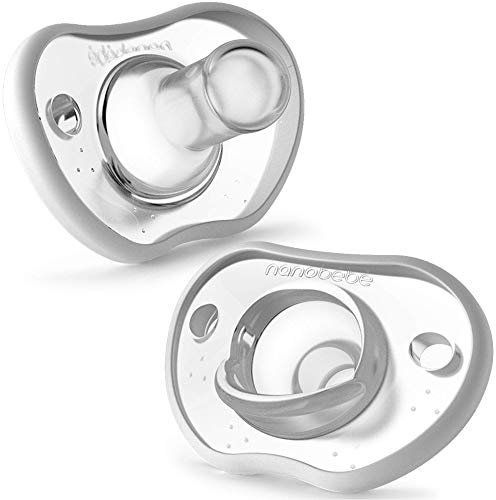 nanobebe Flexy Schnuller, ab 3 Monaten, kiefergerecht, weiches Silikon, flexibel, leicht und ergonomisch, 2 Stück, weiß