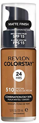 Revlon Colorstay Liquid Foundation Make-up für Mischhaut/fettige Haut LSF 15, Longwear Medium Full Coverage mit mattem Finish, Pekannus(510), 30 ml