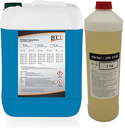BTT-BI Epoxidharz Bodenbeschichtung RAL 5015 für 5m² Innen Fliesenlack Betonfarbe Industrieboden Garagenfarbe Kellerfarbe Wohnraum Gießharz Epoxy