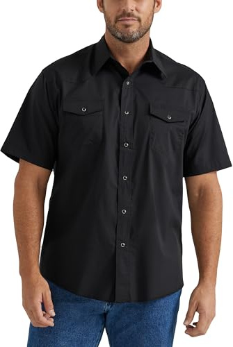 Wrangler Men's Sport Western Basic Two Pocket Short Sleeve Snap Shirt Shirt