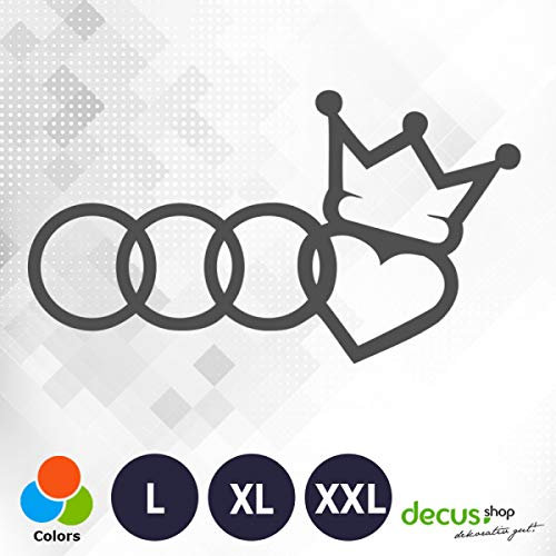 Decus Ringe Herz Krone XL 1548 (grau) // Sticker OEM JDM Style Aufkleber