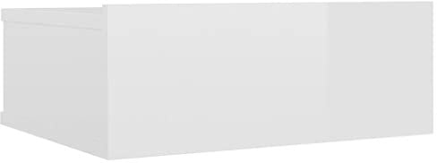 vidaXL Nachttisch mit Schublade Hängend Nachtkommode Nachtschrank Nachtkonsole Wandboard Wandregal Hochglanz-Weiß 40x30x15cm Holzwerkstoff
