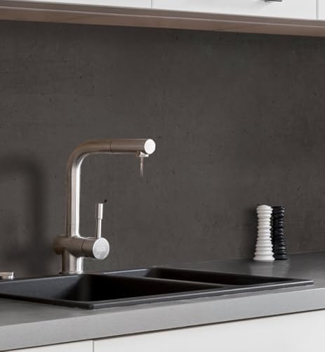 MyMaxxi Küchenrückwand selbstklebend - Matte, versteifte Spritzschutz Folie als günstige Alternative zu Glas, einfache Montage & leichte Reinigung - 60 cm hoch - Motiv: Steinwand schwarz 340 x 60 cm