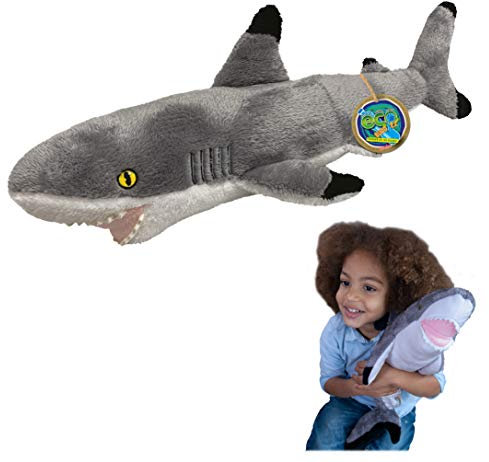 EcoBuddiez - Schwarzspitzenhai von Deluxebase. Großes 60cm weiches Plüschtier aus recycelten Plastikflaschen. Umweltfreundliches kuscheliges Geschenk für Kinder und süß Stofftier für Kleinkinder.