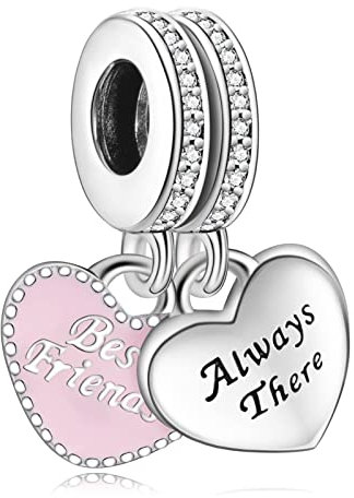 LaMenars Beste Freunde Liebe Charms 925 Silber für Frauen Familie Freundin Mutter Liebhaber Schwester Anhänger Charm Geeignet für Frauen Armbänder und Halsketten Geburtstag