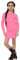 Aelstores Robe moulante mi-longue unie pour filles, tenue extensible, col rond, manches longues, rose fluo - 7-8 ans