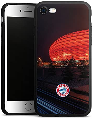 Premium Silikon Hülle kompatibel mit Apple iPhone 8 Handyhülle schwarz Case FC Bayern München FCB Stadion