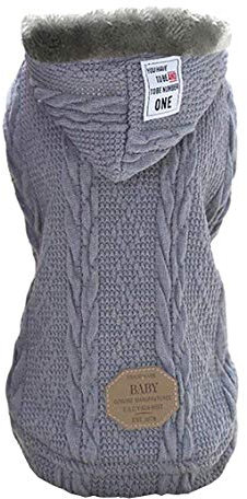 Hundepullover mit Kapuze, Wollpullover mit Kapuze, Winter, warm, Rollkragen, Fleecepullover, Mantel für kleine Hunde, mittelgroße Hunde und Katzen
