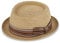 fiebig Wallku Pork Pie Papierhut mit farbigem Ripsband | Sonnenhut aus 100% Papier | Melange Porkpie in vielen Größen (61-XL, Beige)