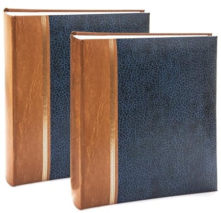 Kenro Grace Classic Photo Album for 200 Photos 7x5 / 13x18cm Blue Faux Leather Slip-In Pages and Memo Space - Pack of 2 - KD105UE